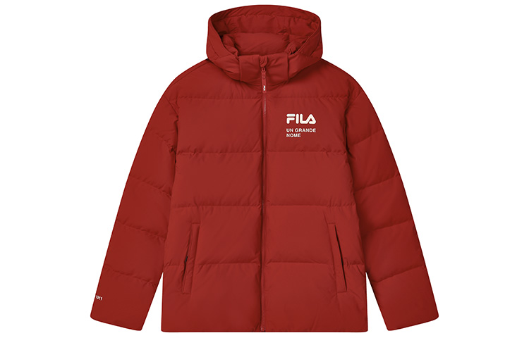Order FILA WHITE Unisex Relaxed Fit Hooded Logo Puffer Jacket - Legendary Red. F11U249902FRD