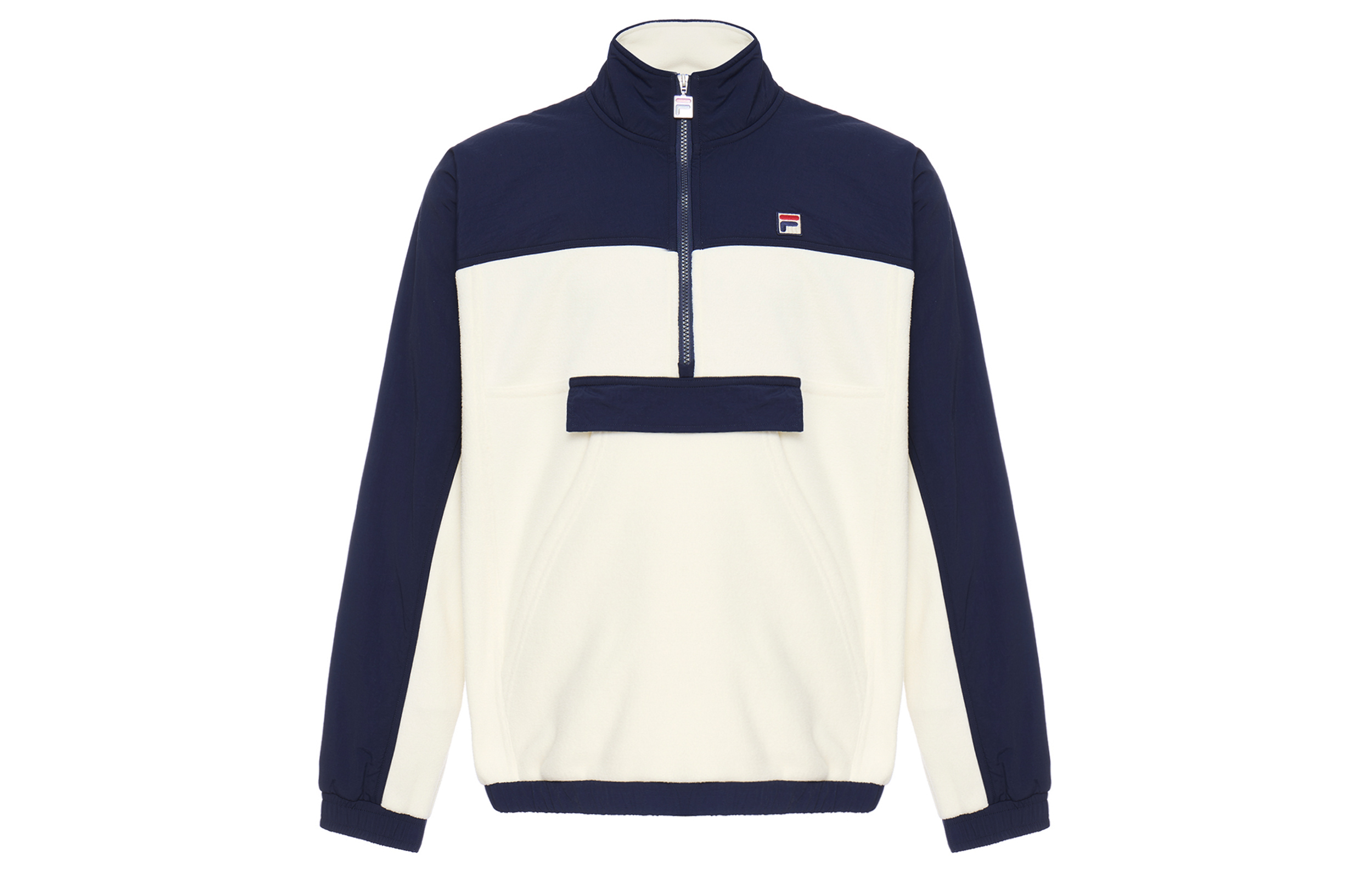 FILA White Zip-Up Retro Sports Jacket with Stand Collar and Long Sleeves F21MH041-077