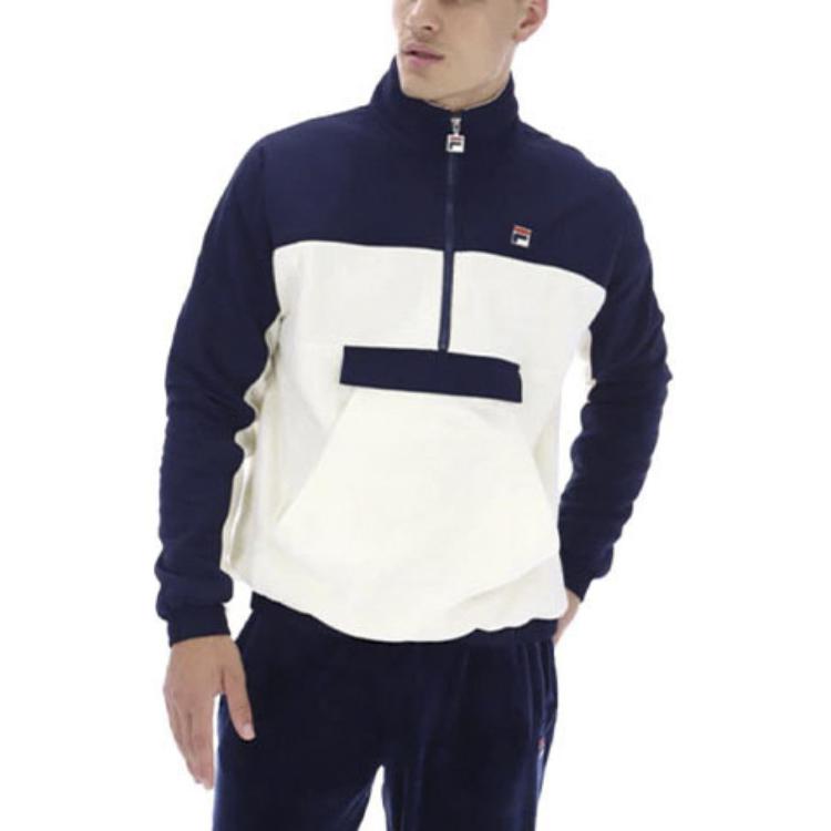Shop FILA 白色復古運動拉鍊外套 立領長袖款 F21MH041-077