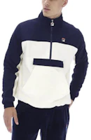 Shop FILA White Zip-Up Retro Sports Jacket with Stand Collar and Long Sleeves F21MH041-077