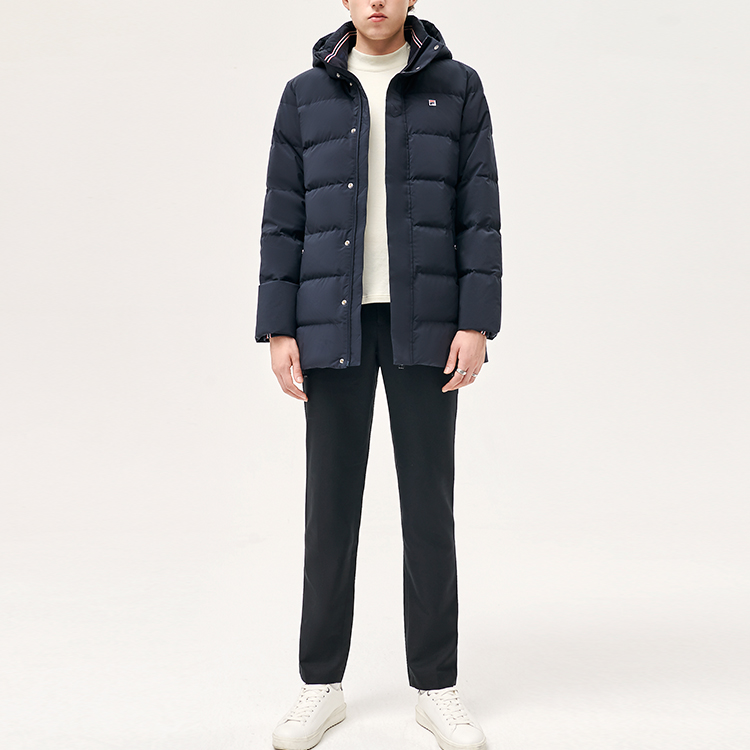 Shop Chaqueta Larga con Capucha Resistente al Viento FILA - Azul Leyenda. F11M141914F-NV