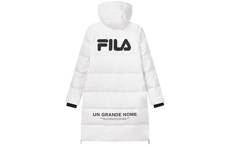 FILA Winter Logo Print Quilted Hooded Down Jacket - Standard White. F11M149910F-WT