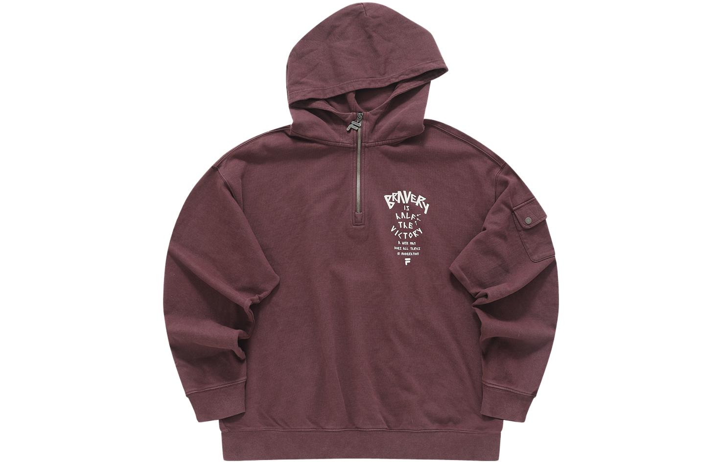 FILA Workwear Letter Graphic Sweatshirt Red Maple Brown T11M343203F-BN