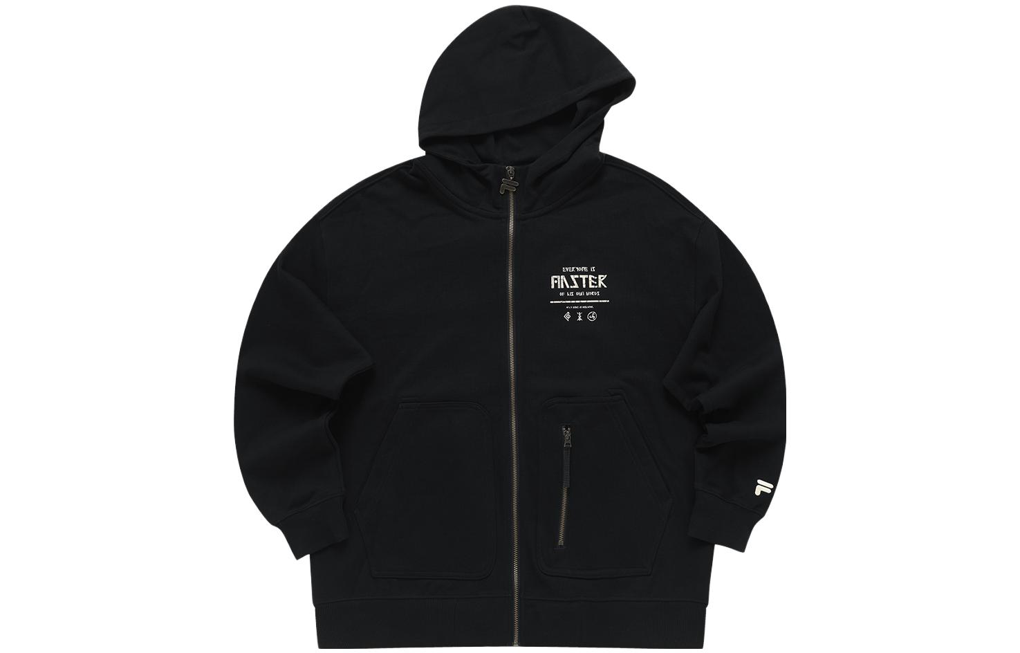 FILA WORKWEAR Oversized Hoodie Knit Jacket in Black T11M343501F-BK