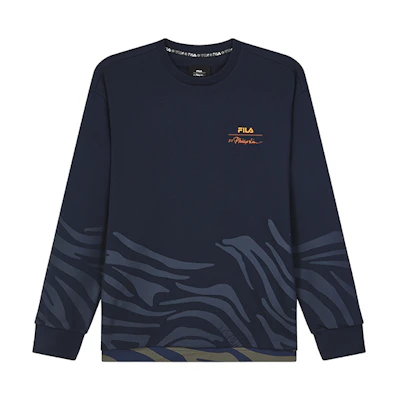 FILA 31 Phillip Lim Logo Print Pullover Crewneck Sweatshirt Black Iridescent F11M136203F-NV