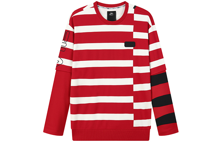 FILA 31 Phillip Lim Mars Red Color-Block Striped Pullover Sweatshirt Men F11M136202F-RD