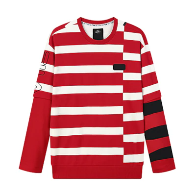 FILA 31 Phillip Lim Mars Red Color-Block Striped Pullover Sweatshirt Men F11M136202F-RD