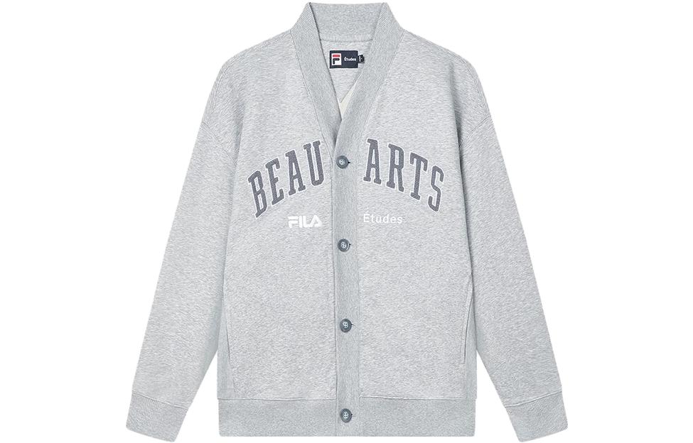 FILA Études Letter Print Knit Long-Sleeve Jacket Cloud Gray Unisex F11U346501F-MG