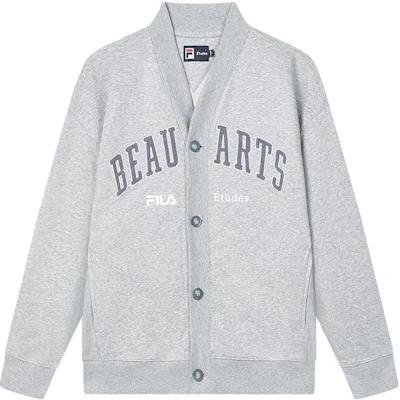 FILA x Études Letter Print Knit Long-Sleeve Jacket Cloud Gray Unisex F11U346501F-MG Buy FILA x Études Letter Print Knit Long-Sleeve Jacket Cloud Gray Unisex F11U346501F-MG