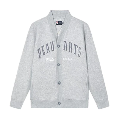 FILA Études Letter Print Knit Long-Sleeve Jacket Cloud Gray Unisex F11U346501F-MG