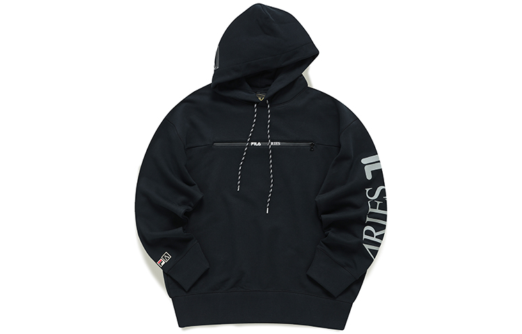 FILA Aries Embroidered Logo Oversized Hoodie Unisex - Deep Black T11U218204F-BK