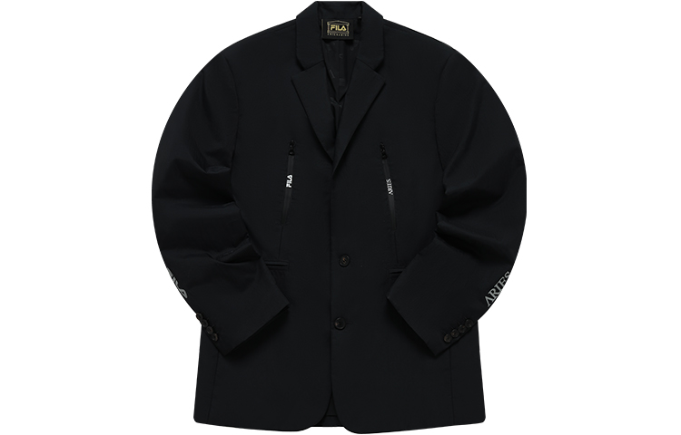 FILA Aries Fashion Casual Jacket Unisex Two-Piece Set in Deep Black T11U218703F-BK