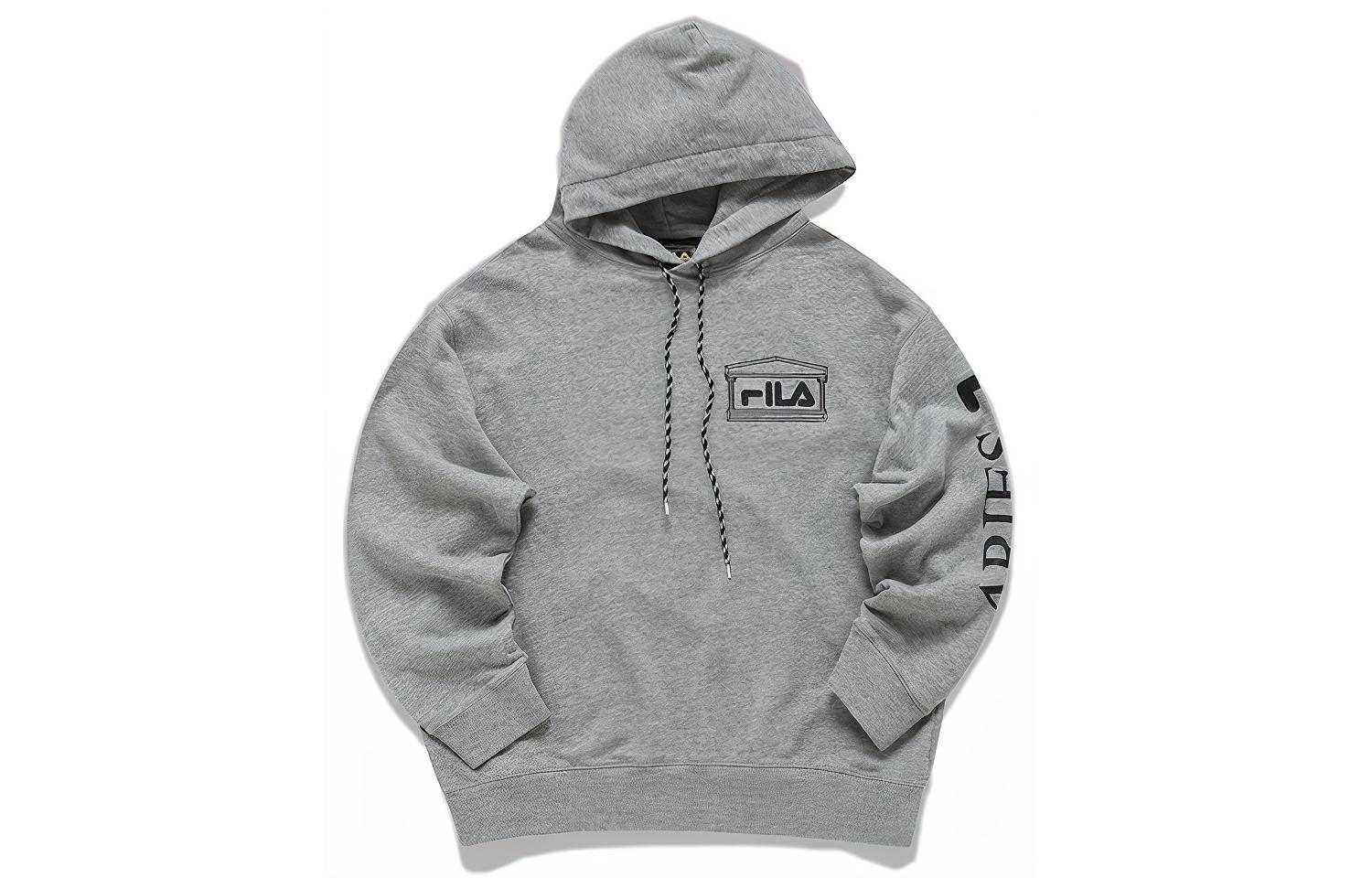 FILA ARIES Logo Hoodie Unisex Heather Gray Casual Streetwear T11U218209F-MG