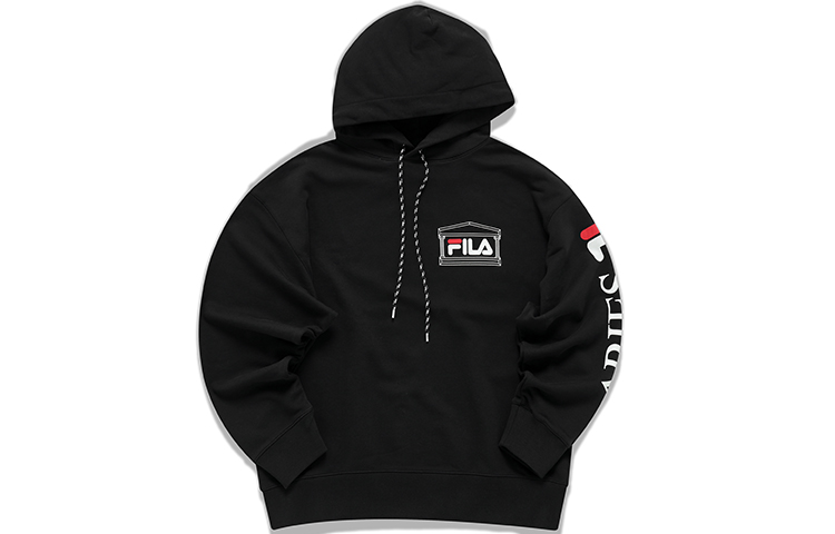 FILA ARIES Logo Print Black Unisex Sweatshirt for Couples T11U218209F-BK