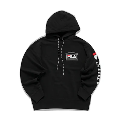 FILA ARIES Logo Print Black Unisex Sweatshirt for Couples T11U218209F-BK
