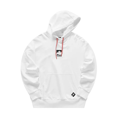 FILA Baishan Logo Pullover Hoodie White - Streetwear Style T11M047202F-WT