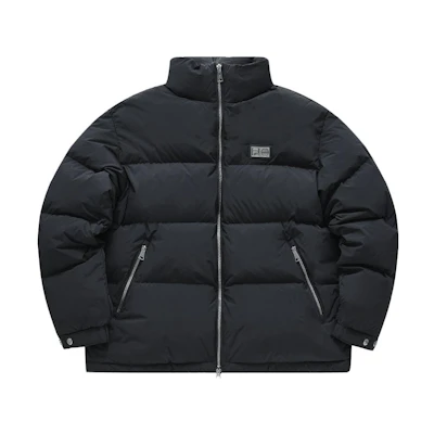 FILA Beams Black Logo Puffer Down Jacket with High Collar. T11M349904F-BK