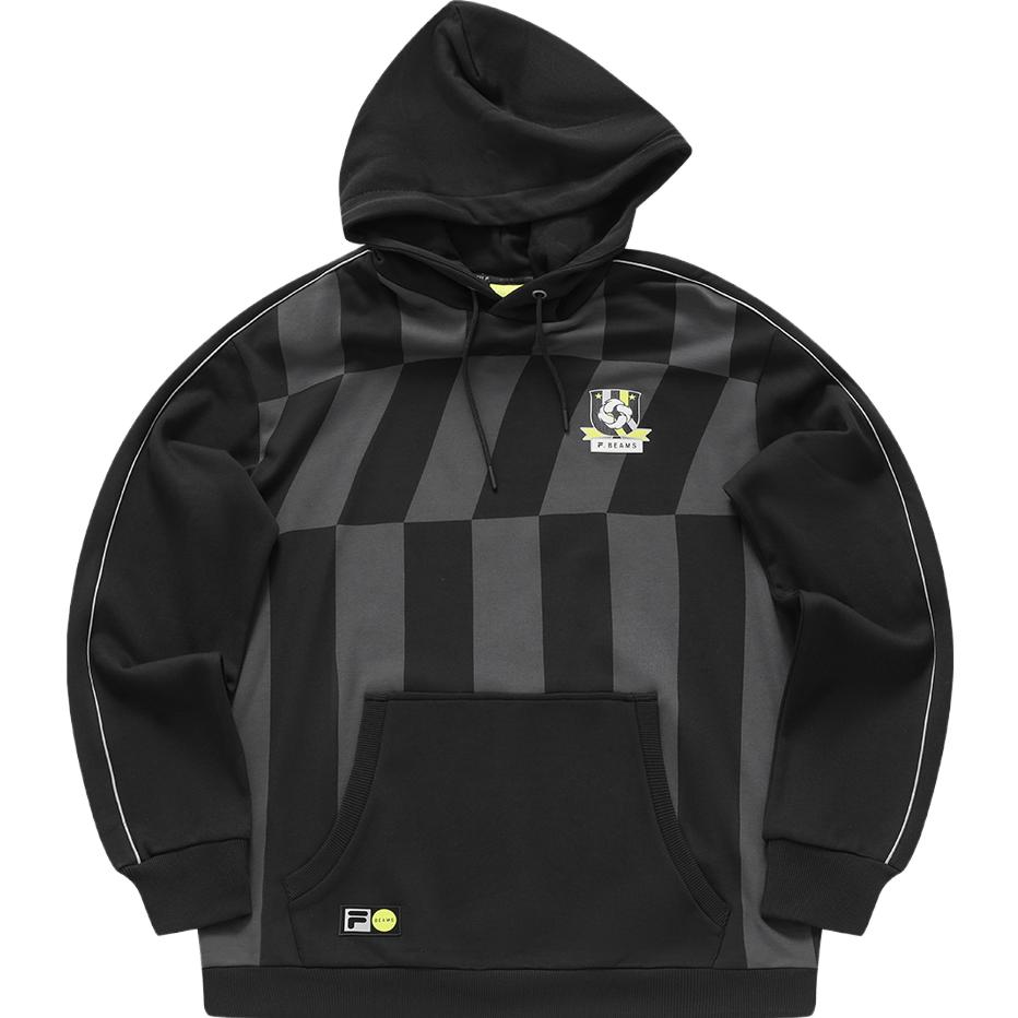 FILA BEAMS Knitted Retro Colorblock Hoodie - Pure Black T11M349202F-BK