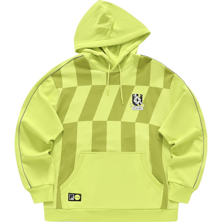 FILA BEAMS Sahara Yellow Hooded Knit Cotton Sweatshirt - Loose Fit T11M349202F-YE