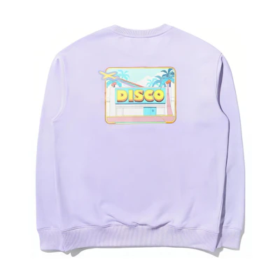 FILA BTS Purple Cartoon Print Crewneck Long-Sleeve Unisex Sweatshirt FS2POD4B06X-LVD
