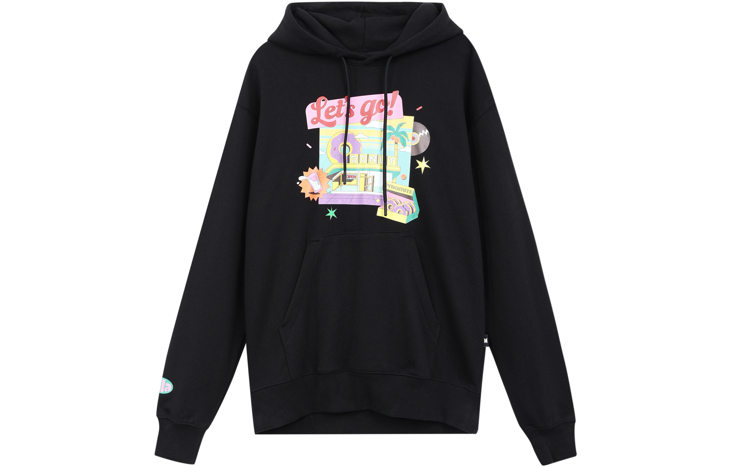 FILA BTS Unisex Donut Print Hoodie Black FS2POD4B01X-BLK