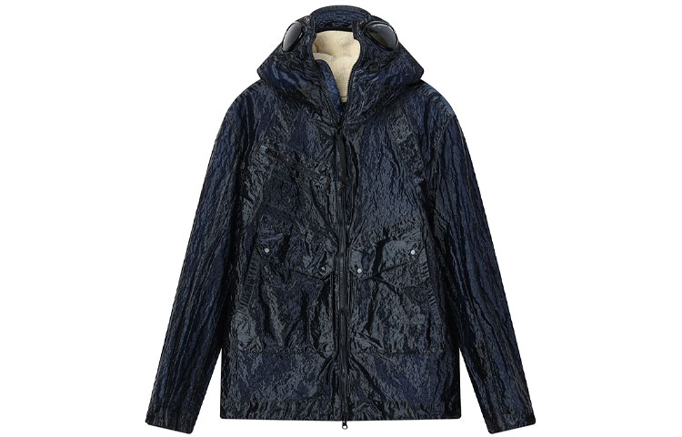 FILA x C.P. Company Navy Water-Resistant Fleece Jacket with Detachable Lining. A11M149700F-NV