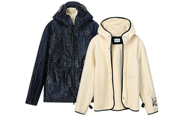 Shop FILA x C.P. Company Navy Water-Resistant Fleece Jacket with Detachable Lining. A11M149700F-NV