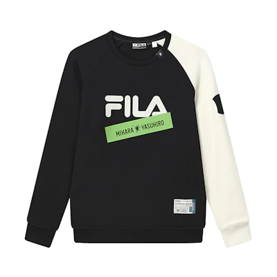 FILA Collaboration Retro Logo Pullover Sweatshirt in Black F11M243205F-BK