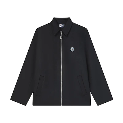 FILA ETUDES Solid Collared Woven Jacket in Legendary Blue. F11M346702F-NV
