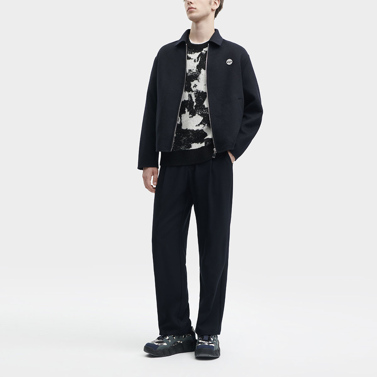 FILA ETUDES  Solid Collared Woven Jacket in Legendary Blue. F11M346702F-NV 圖 7