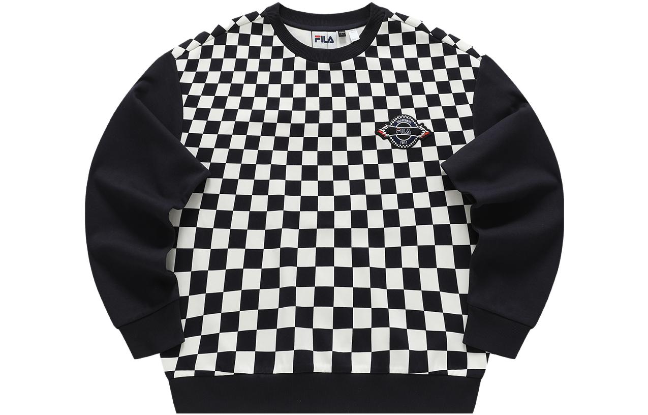FILA FACETASM Checkered Oversized Pullover Sweatshirt Modern Gray () T11M347201F-GY