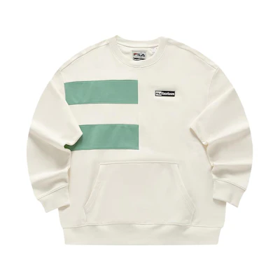 FILA FACETASM Collab Crewneck Knit Pullover Sweatshirt Soft White T11M417203F-IV