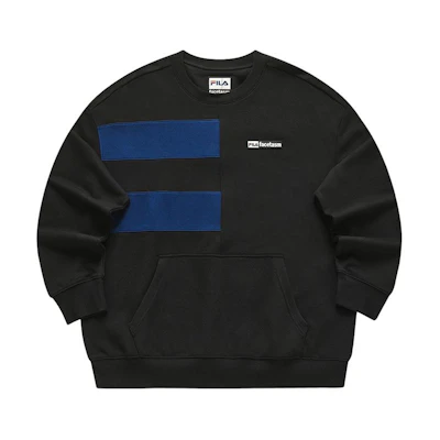 FILA FACETASM Collaboration Black Patchwork Knit Pullover Sweater T11M417203F-BK
