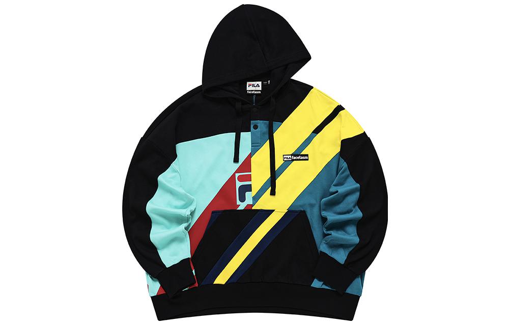 FILA FACETASM Colorblock Striped Hoodie Unisex Vintage Style Multicolor T11U237201F-BK