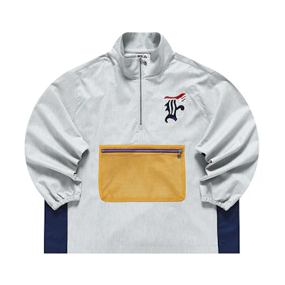 FILA FACETASM Patchwork Logo Loose High Neck Sweatshirt Men Grey T11M317702F-GY