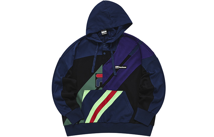 FILA FACETASM Striped Colorblock Hoodie Unisex - Hannes Blue T11U237201F-NV