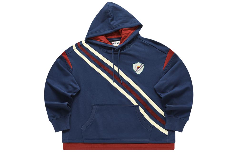 FILA FACETASM Striped Colorblock Pullover Hoodie in Hannes Blue T11M417202F-NV
