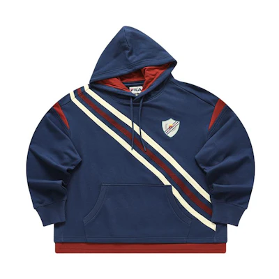 FILA FACETASM Striped Colorblock Pullover Hoodie in Hannes Blue T11M417202F-NV