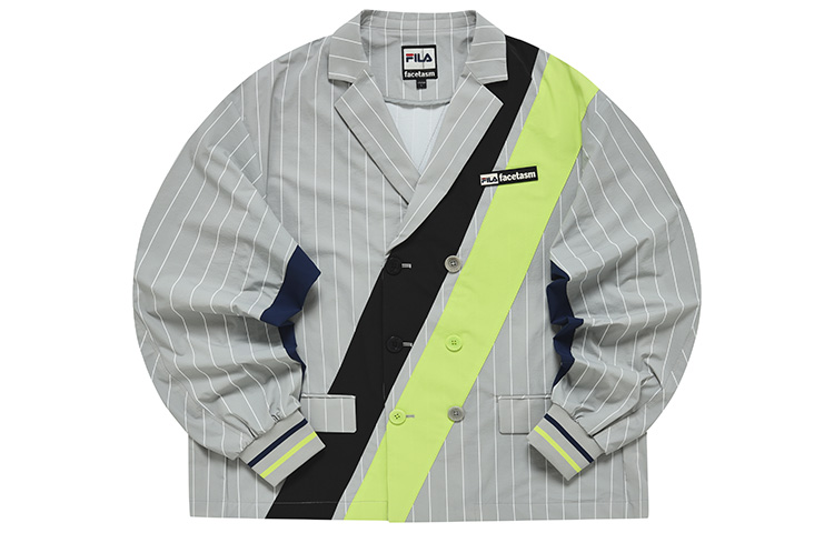 FILA FACETASM Striped Loose-Fit Deconstructed Jacket Sky Grey T11M237701F-GY
