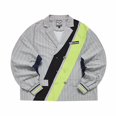 FILA FACETASM Striped Loose-Fit Deconstructed Jacket Sky Grey T11M237701F-GY