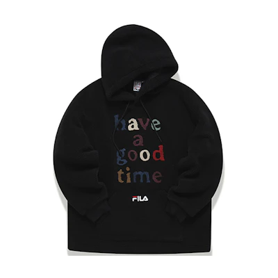 FILA Have A Good Time Black Sherpa Fleece Sweatshirt Unisex Casual Wear F51U149208F-BK