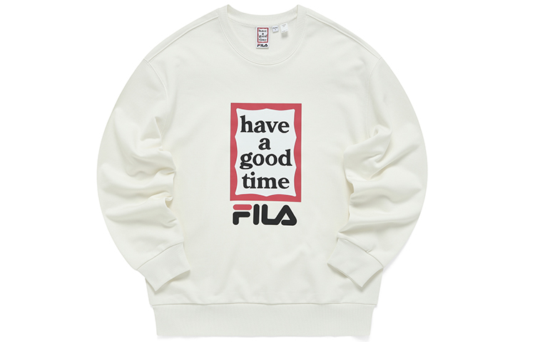 FILA Have A Good Time Collab White Pullover Sweatshirt Unisex Casual Fit F51U149204F-WT