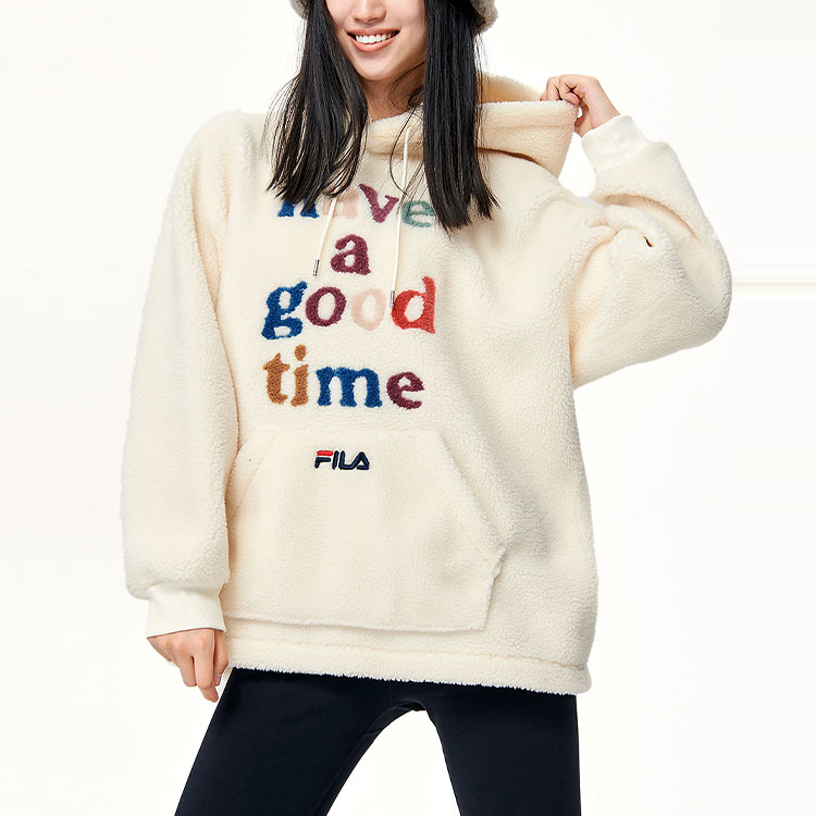 FILA Have A Good Time Fleece-Lined Hoodie White Unisex Casual Wear F11U149208F-IV 圖 4
