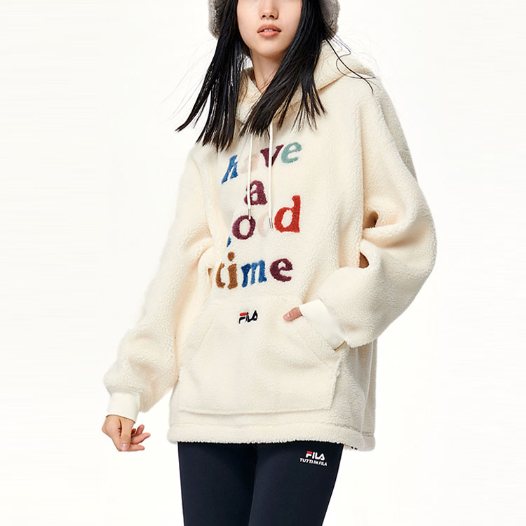 FILA Have A Good Time Fleece-Lined Hoodie White Unisex Casual Wear F11U149208F-IV 圖 7