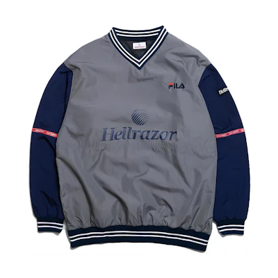 FILA Hellrazor SS23 Letter Print V-Neck Pullover Navy Unisex Sweatshirt 7913119907989