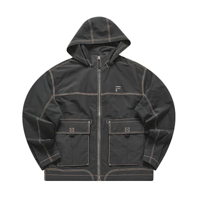 FILA X Logo Black Hooded Loose Fit Sports Jacket T11M413704F-BK