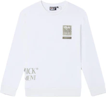 FILA x MAGIC STICK White Pullover Casual Sweatshirt for Fall F11M339205F-WT FILA x MAGIC STICK White Pullover Casual Sweatshirt for Fall F11M339205F-WT