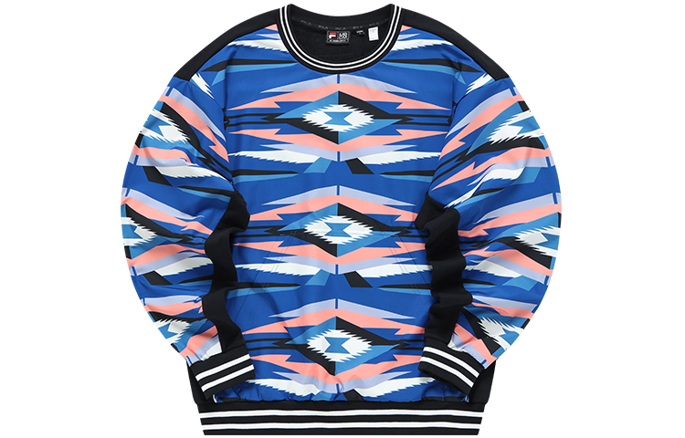 FILA Marcelo Burlon Colorblock Diamond Print Crewneck Sweatshirt Black T11M148201F-BK