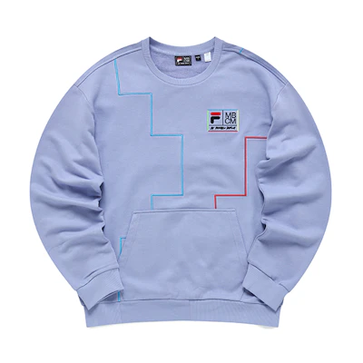 FILA Marcelo Burlon Embroidered Logo Oversized Pullover Sweatshirt Light Blue T11M148207F-LB