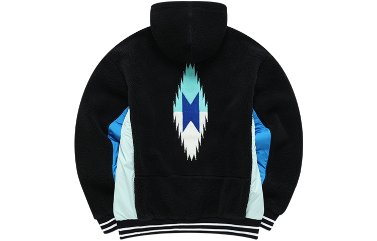 FILA Marcelo Burlon Fleece Hoodie Jacket Black Colorblock Design. T11M148502F-BK 圖 3